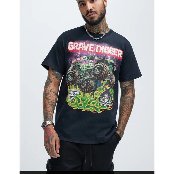 Monster Jam Grave Digger Graphic T-Shirt Size Large - Picture 1 of 8